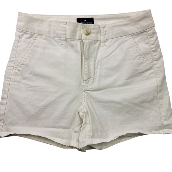 American Eagle Womens White Hi-Rise Shortie Stretch Shorts Size 4 - Picture 1 of 7